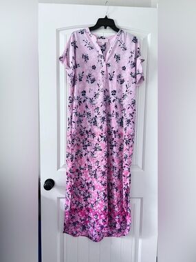 Oscar De La Renta Pink Label Kaftan Gown Size S/M Short sleeve Side Slit House